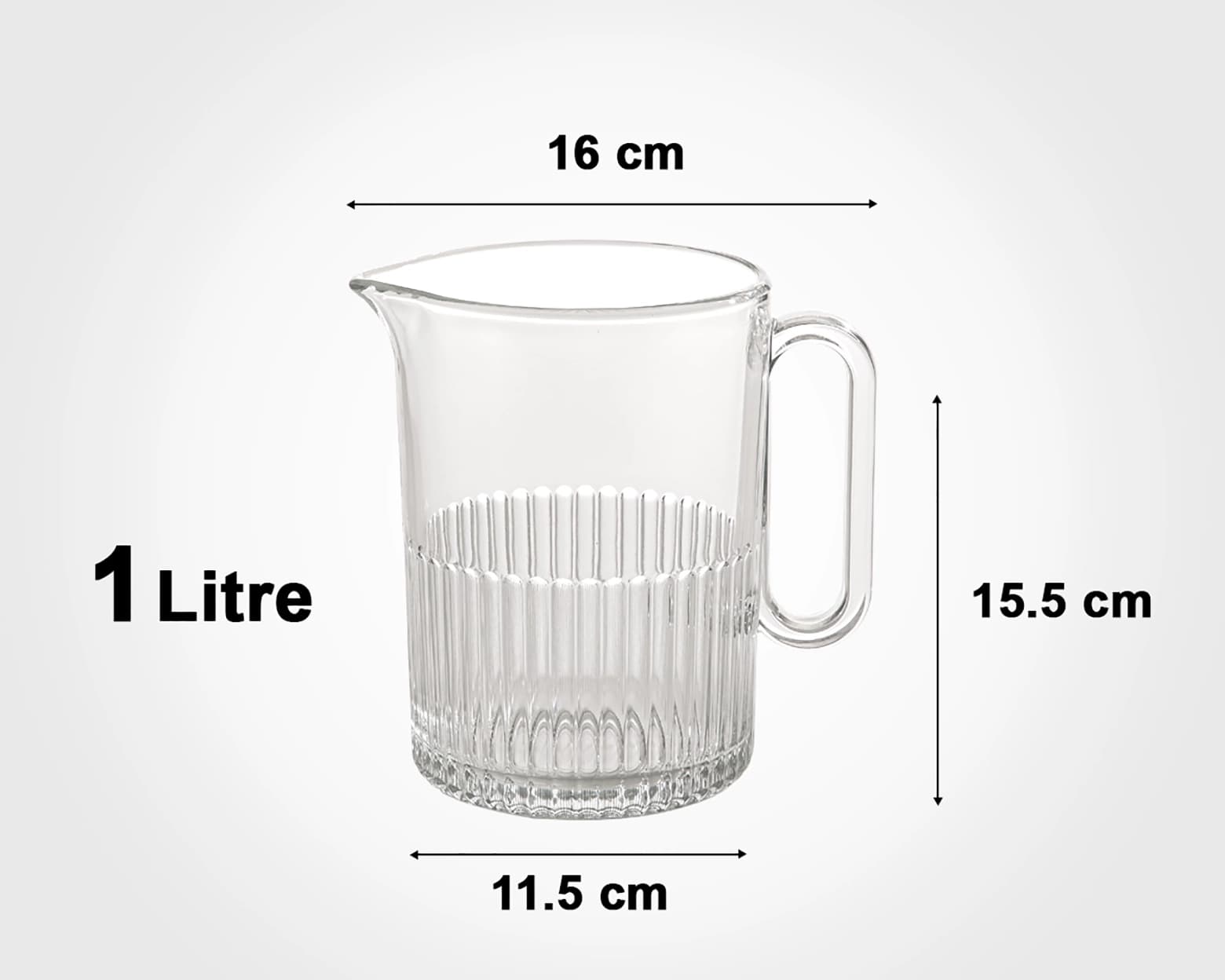 پارچ شیشه ای شیاردار ساده لیمون 2228 — تصویر ۳
