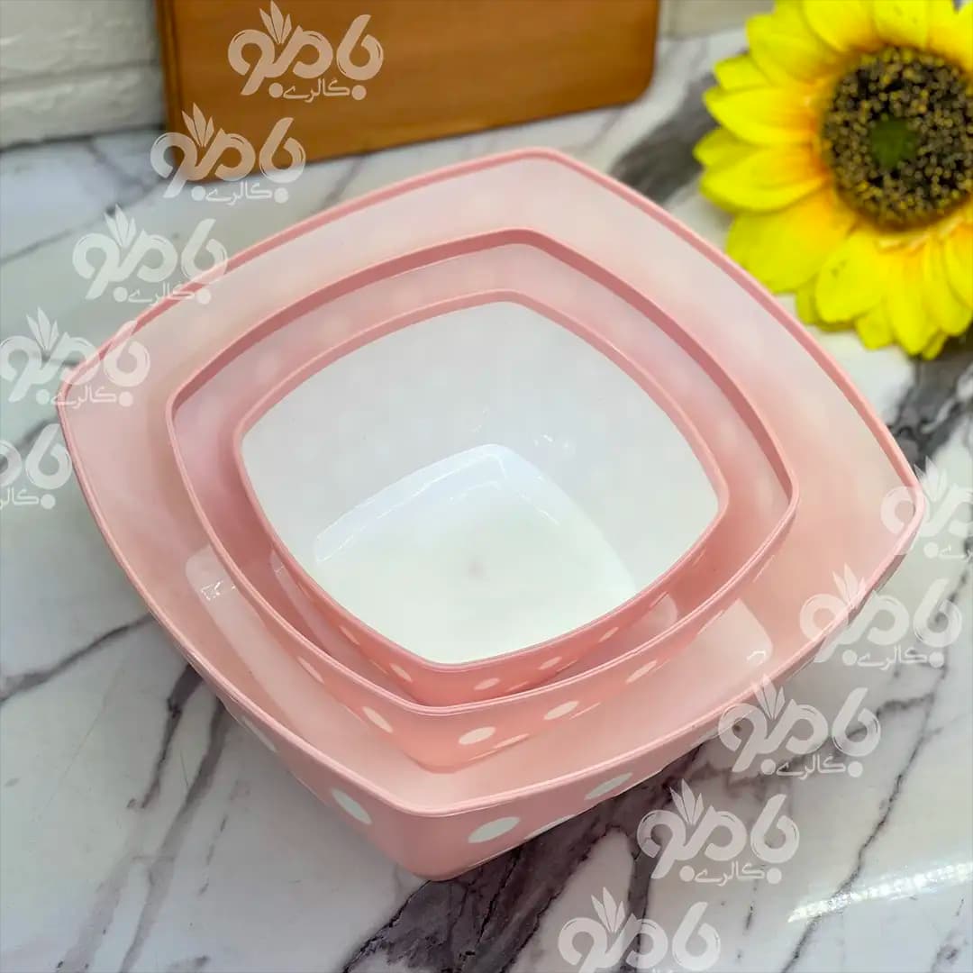 کاسه خالدار مربع 3تکه در 2رنگ — تصویر ۲