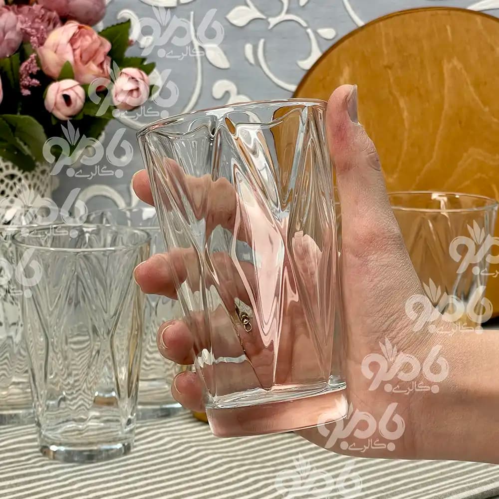 لیوان شیشه ای آکوا لوزی 6عددی کد1107