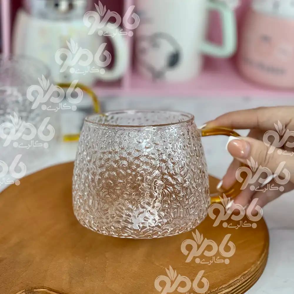 ماگ پیرکس برفی خمره ای تپل دسته رنگی — تصویر ۲