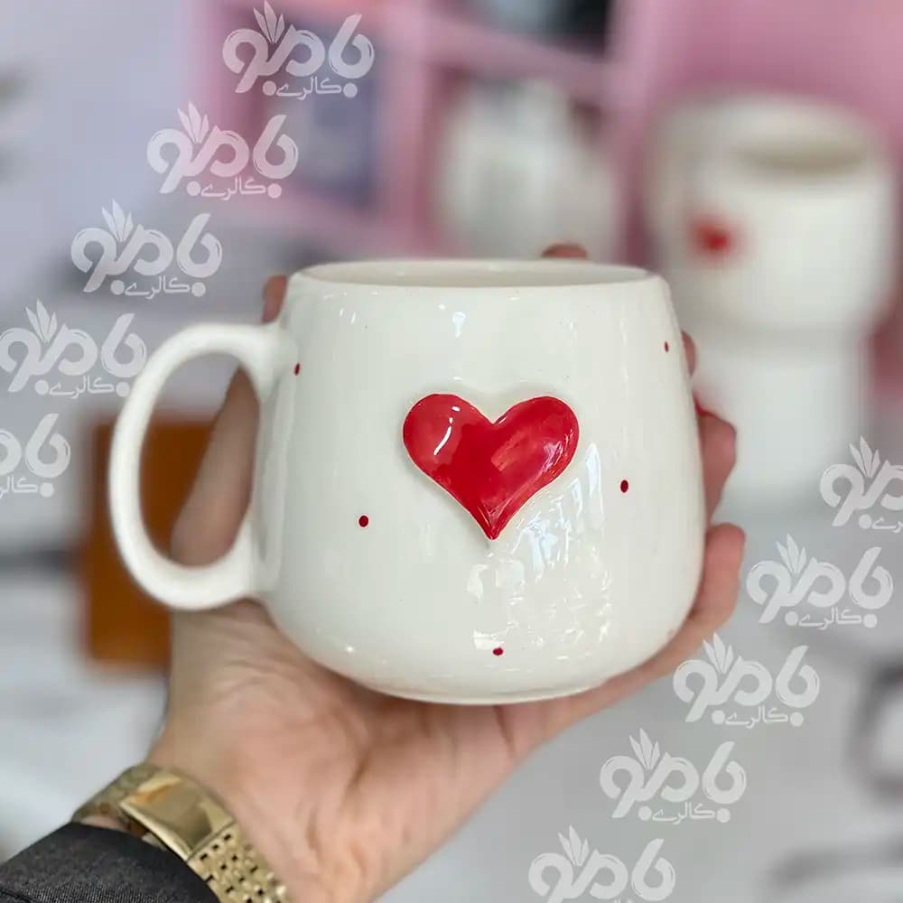 ماگ سرامیکی تک قلب برجسته بزرگ
