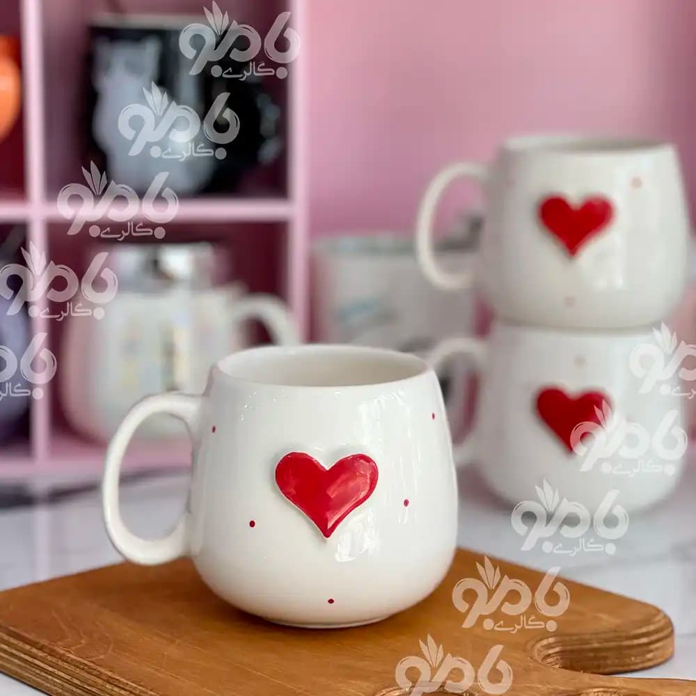 ماگ سرامیکی تک قلب برجسته بزرگ — تصویر ۳