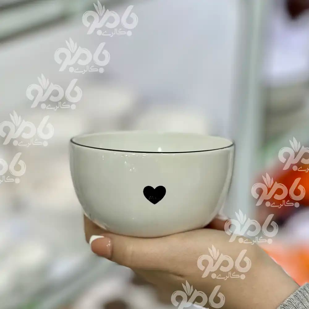 سرویس ظروف پذیرایی سرامیک قلب خط مشکی — تصویر ۳