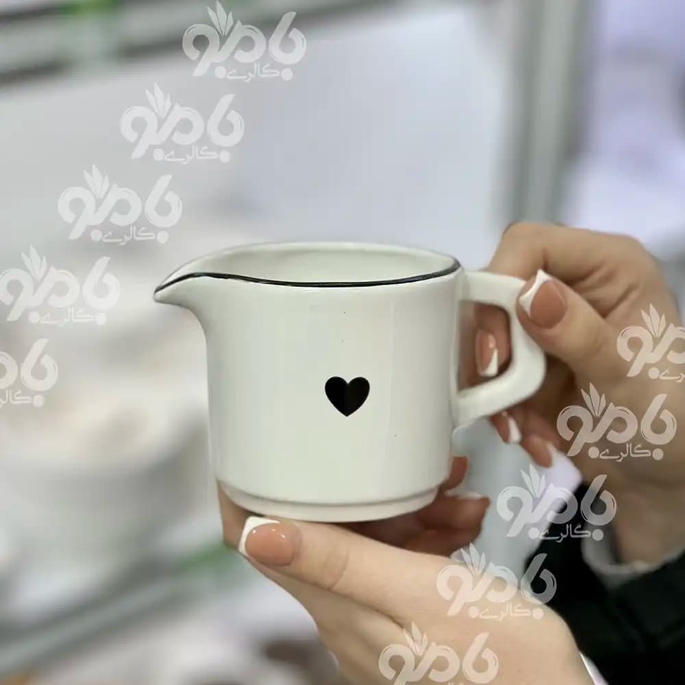 سرویس ظروف پذیرایی سرامیک قلب خط مشکی — تصویر ۴