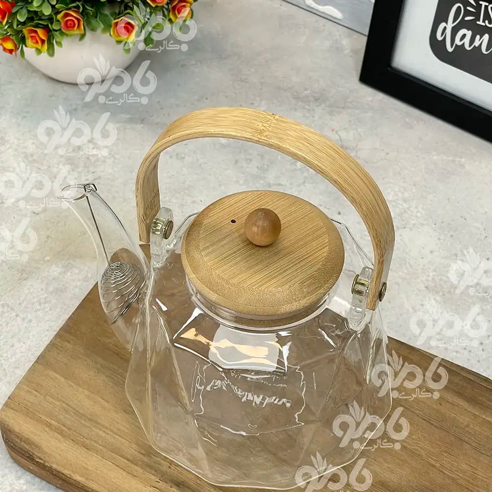 قوری پیرکس درب بامبو الماسی در 2سایز — تصویر ۳