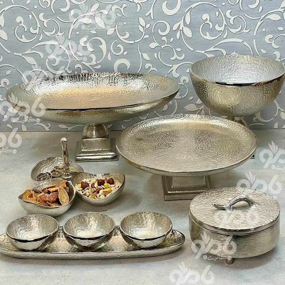 ظروف پذیرایی آلومینیوم چکشی سیلور