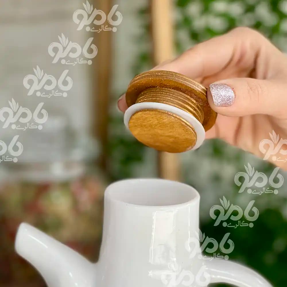 روغن ریز سرامیکی درب چوبی خمره ای — تصویر ۳