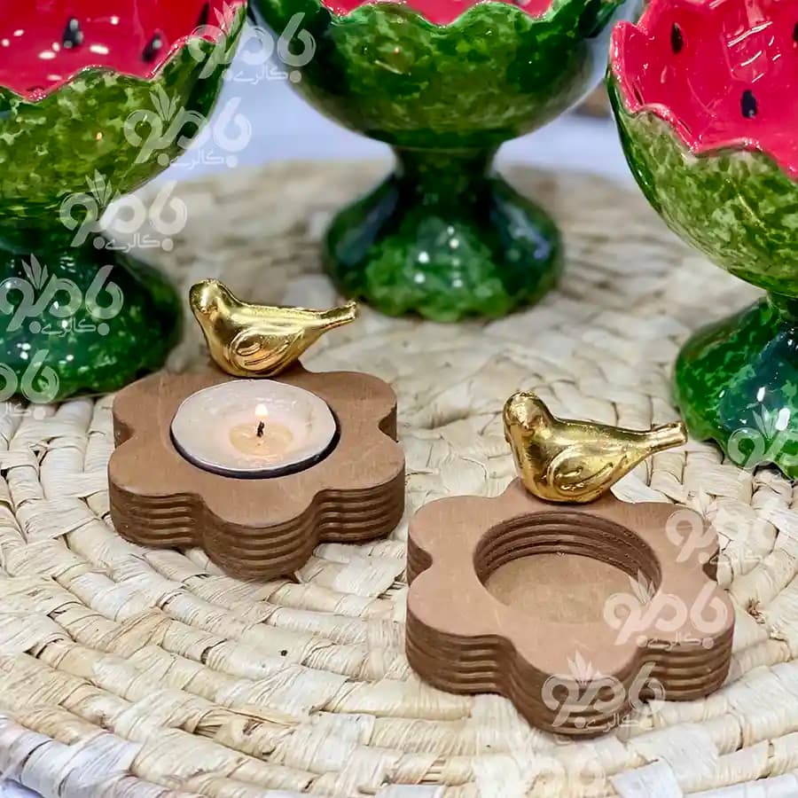 جاشمعی وارمر چوبی گل و گنجشک