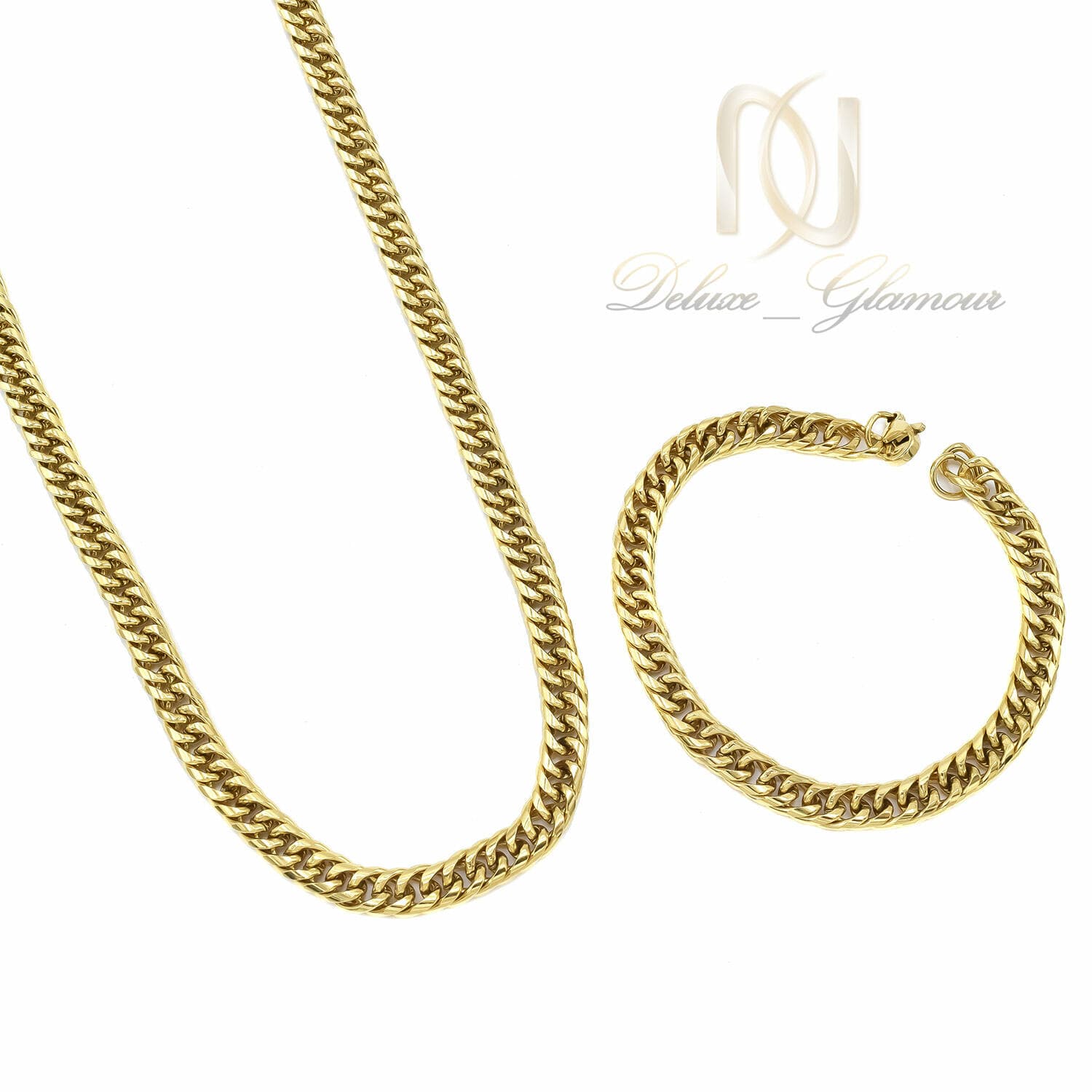 ست زنجیر و دستبند کارتیر استیل مردانه ns-n995