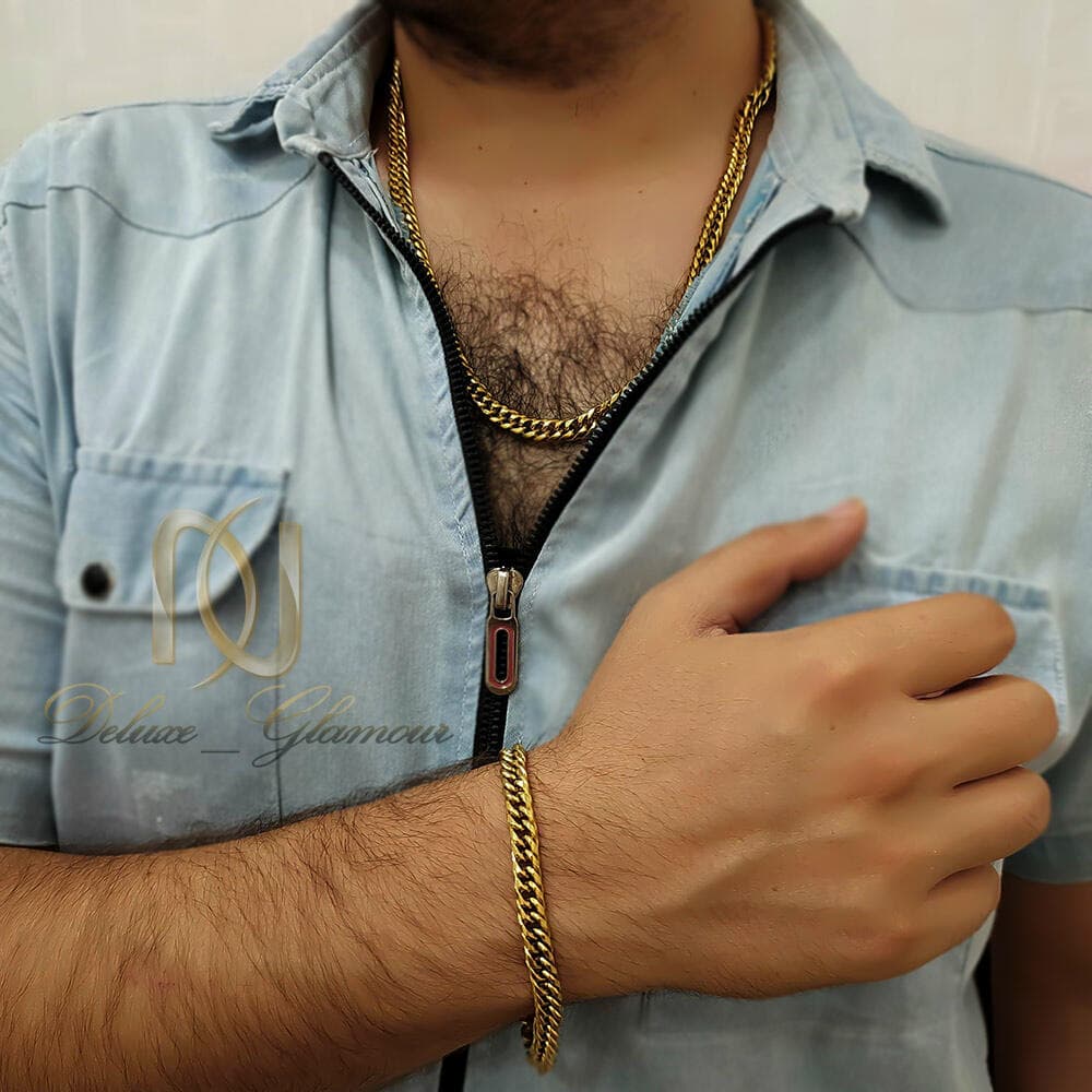 ست زنجیر و دستبند کارتیر استیل مردانه ns-n995 — تصویر ۲