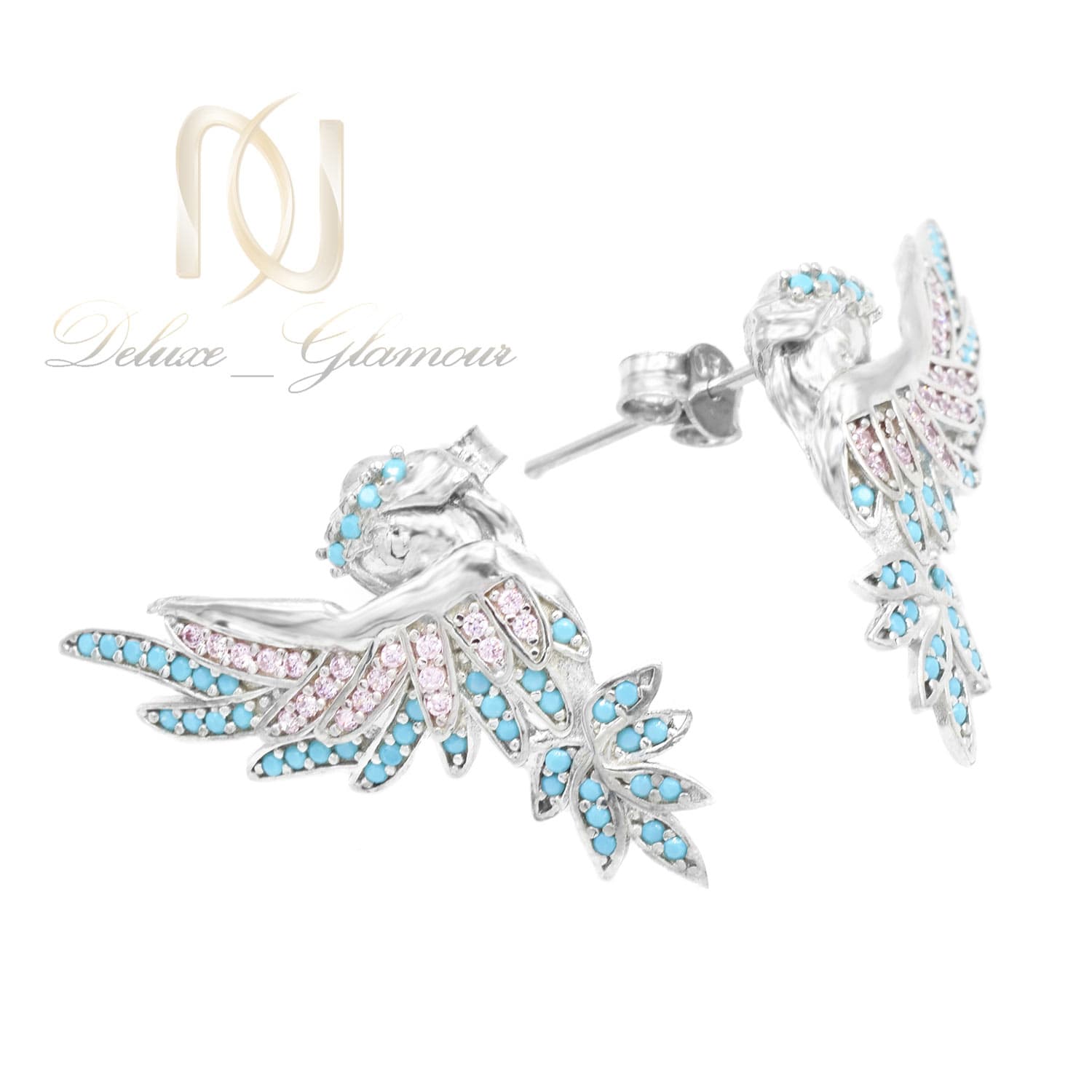 گوشواره نقره روگوشی طرح فرشته er-n251