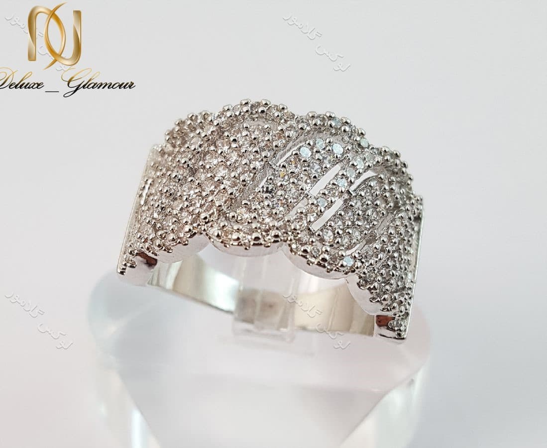 انگشتر زنانه نقره ای جواهری با المان های سواروسکی rg-n125 — تصویر ۴