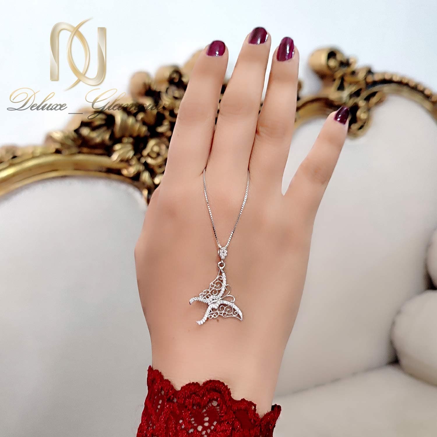 گردنبند پروانه زنانه نقره اصل شیک ma-n716 — تصویر ۲