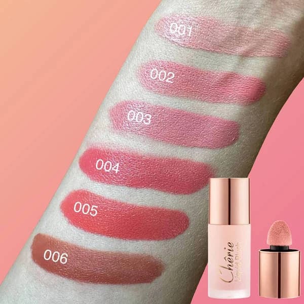 رژگونه مایع تاپ فیس مدل CHERIE LIQUID BLUSH شماره 001 — تصویر ۴