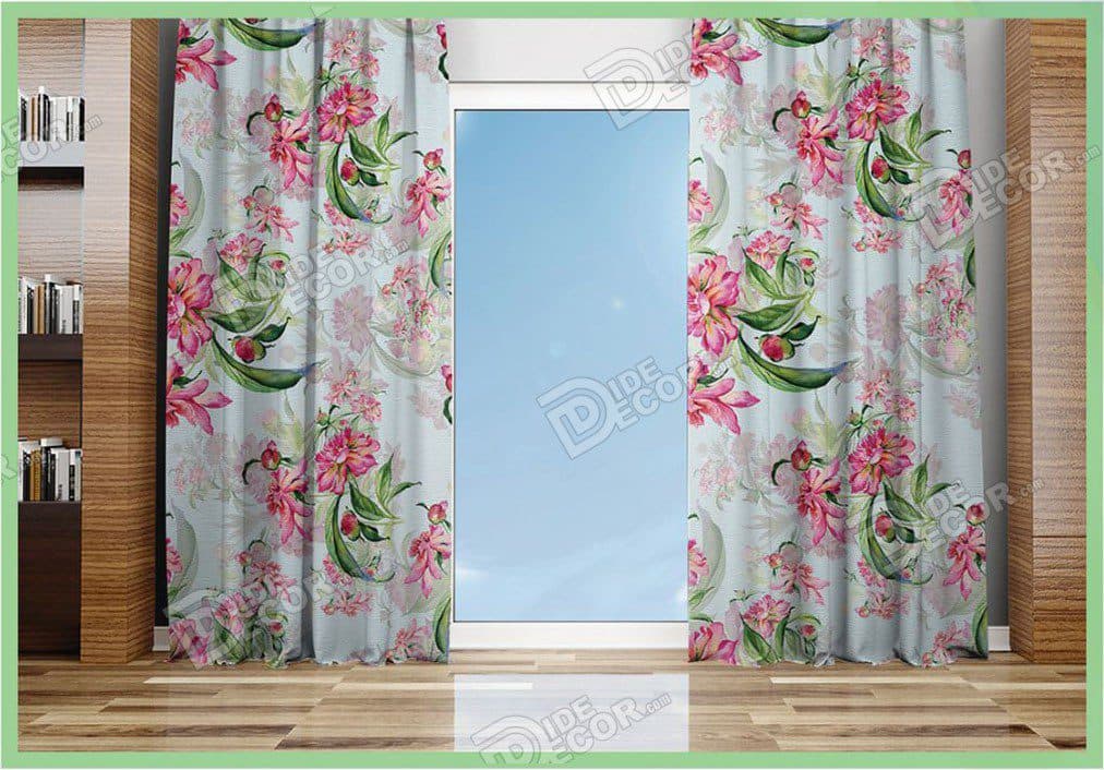 پرده پانچ مخمل چاپی طرح و مدل گل دار کد M-167