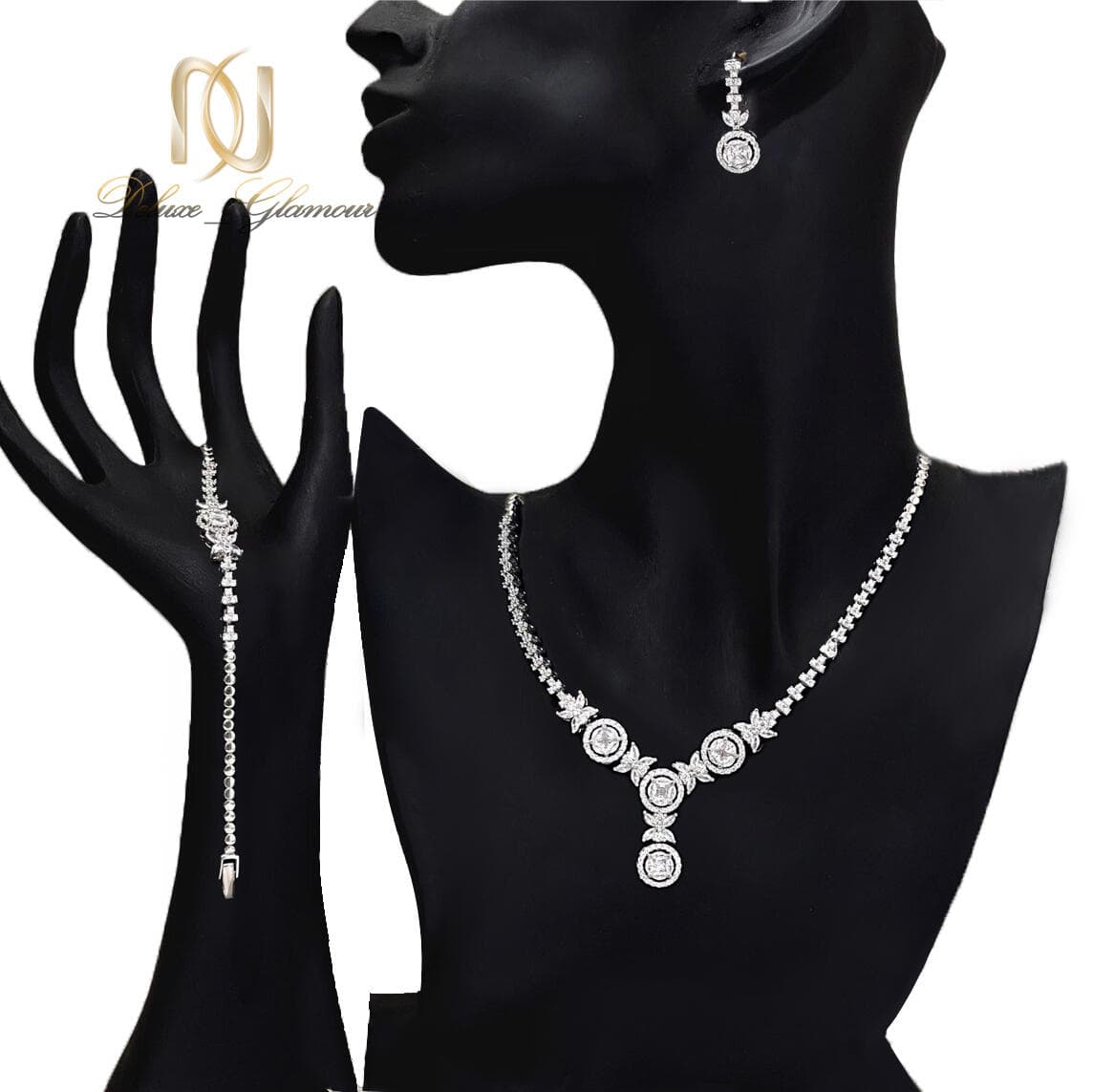 سرویس نقره طرح طلا سفید نگین دار ns-n940