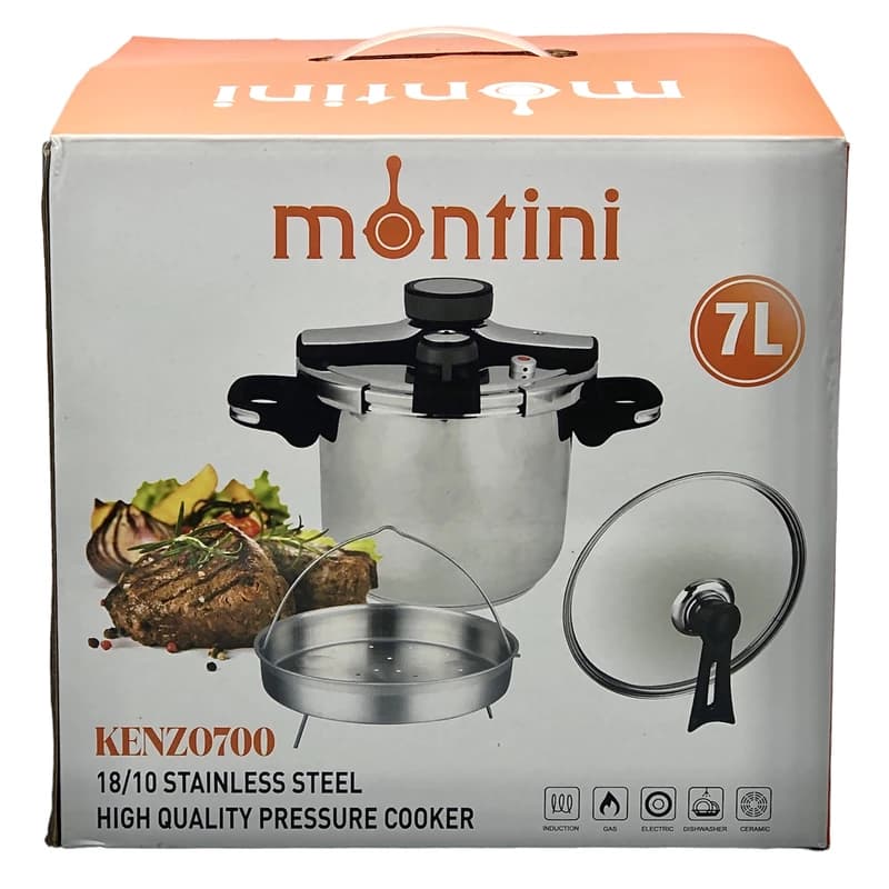 زودپز سرکلیپسی 7 لیتری مونتینی ایتالیا مدل KENZO-700 — تصویر ۴