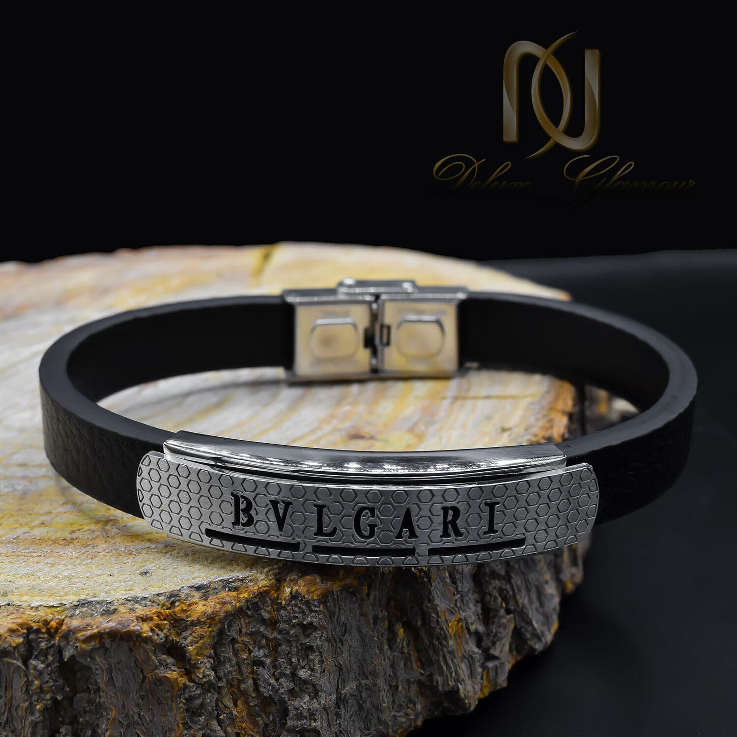 دستبند مردانه چرم طرح بولگاری ds-n917 — تصویر ۲