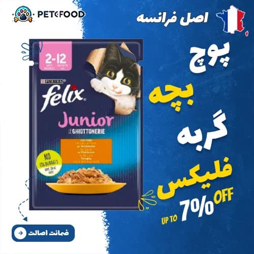 پوچ بچه گربه فلیکس با طعم گوشت مرغ 85 گرم