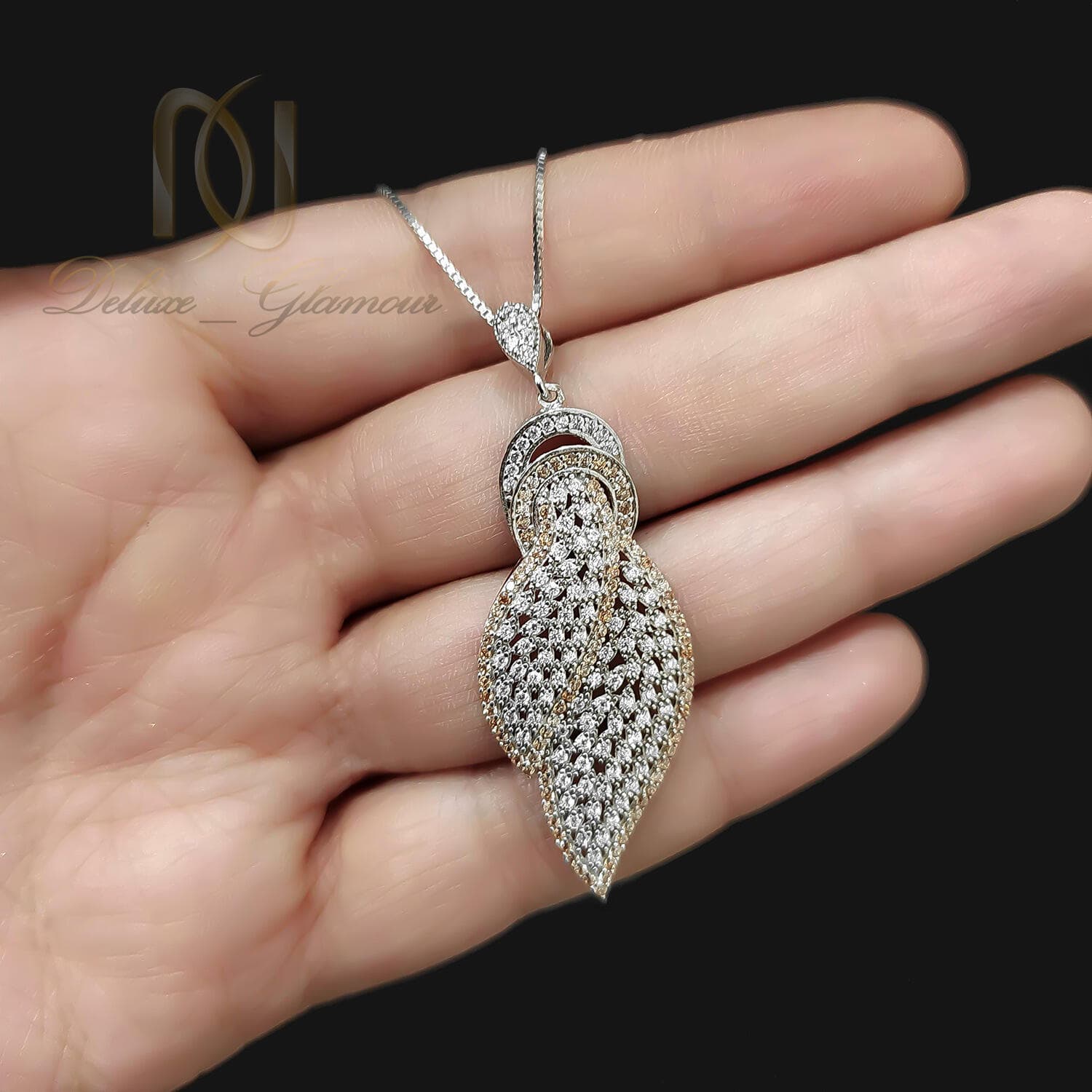گردنبند زنانه پر نگین نقره 925 اصل nw-n827 — تصویر ۲