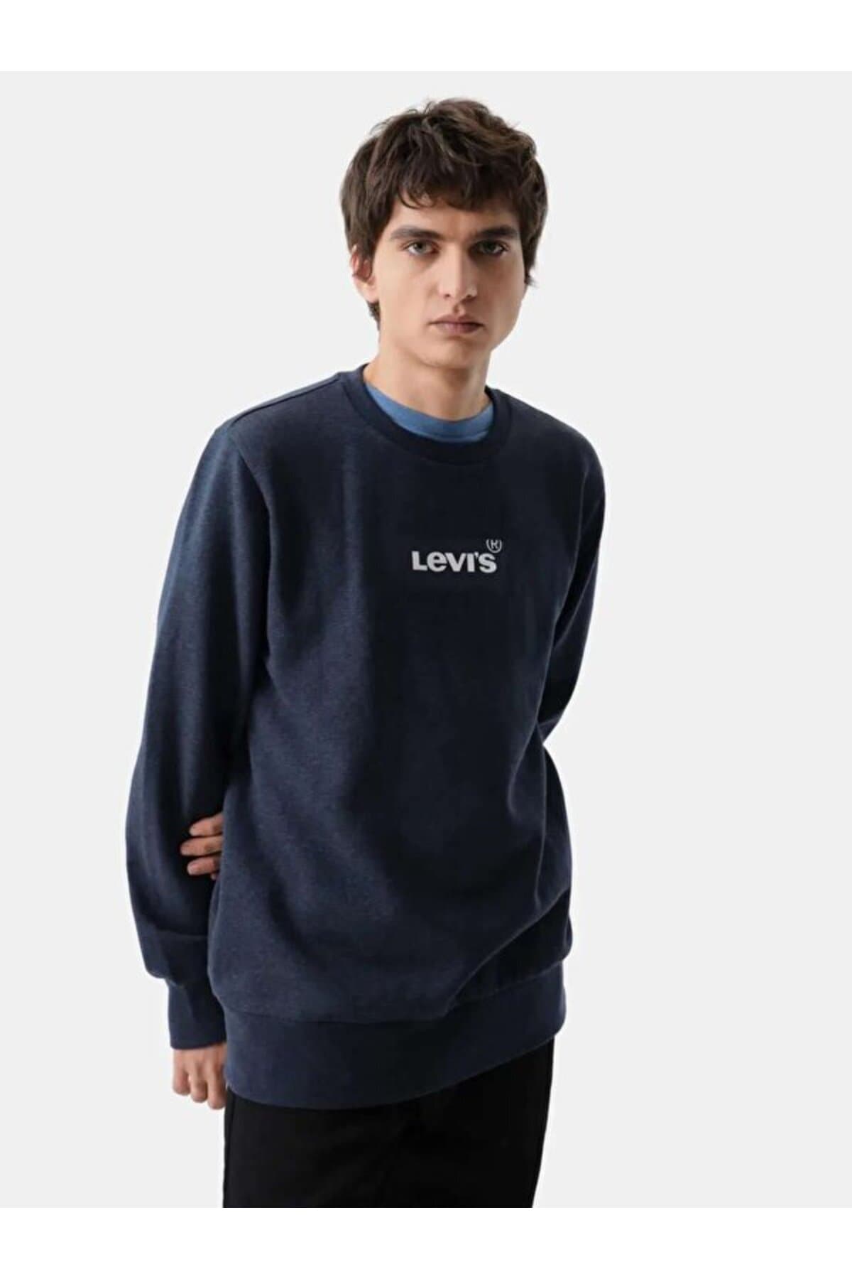 سویشرت لیوایز مردانه پاموک آبی راسته Regular/رگولار بیسیک کژوال/روزمره | Levi’s 3842301570 PK — تصویر ۵