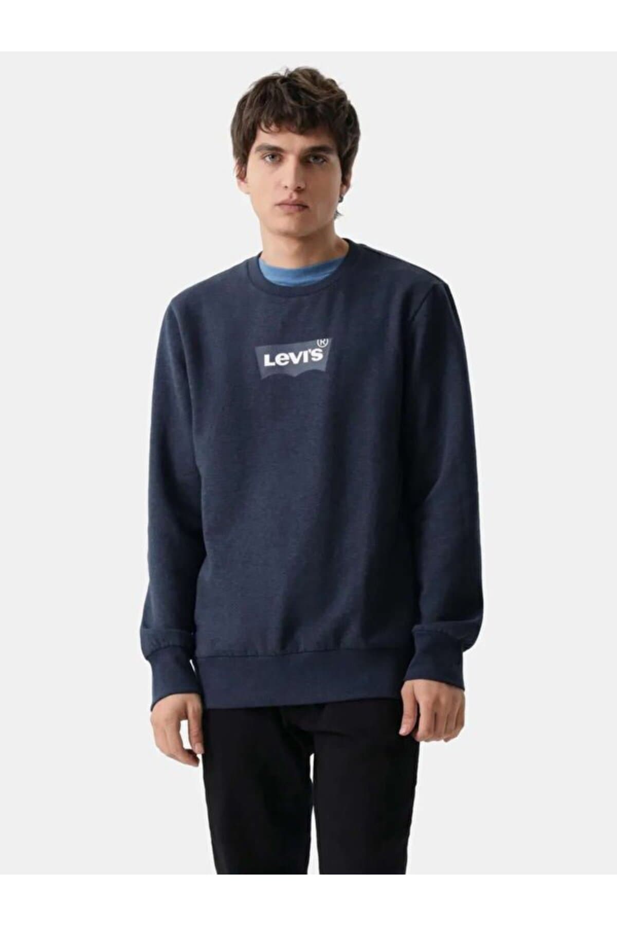 سویشرت لیوایز مردانه پاموک آبی راسته Regular/رگولار بیسیک کژوال/روزمره | Levi’s 3842301570 PK