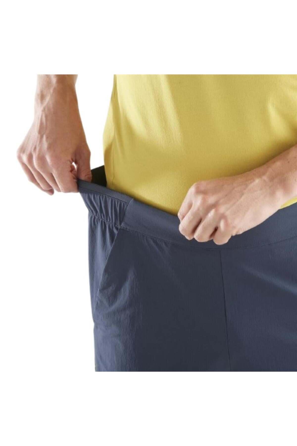 شورت ورزشی سالومون مردانه پلی استر خاکستری راسته Regular/رگولار فاق نرمال دامن کوتاه اسپرت | Salomon LC2481400 BD — تصویر ۴