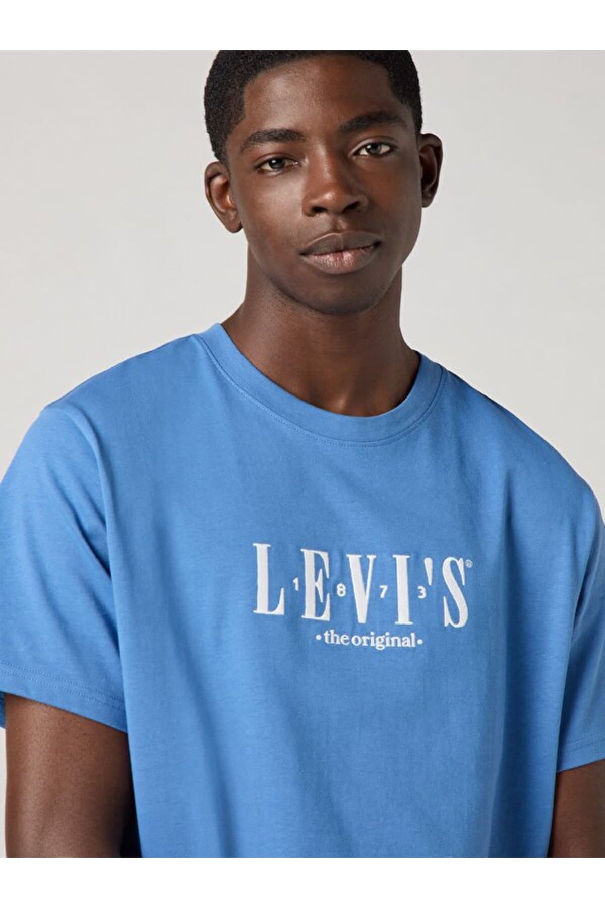 تی شرت لیوایز مردانه پنبه ای آبی راسته Regular/رگولار Relaxed/ریلکس کژوال/روزمره | Levi’s A208202610 PK — تصویر ۳