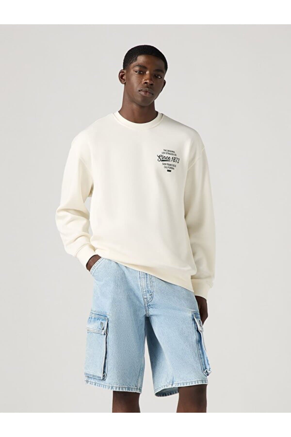 سویشرت لیوایز مردانه پنبه ای سفید طرح دار Regular/رگولار Relaxed/ریلکس کژوال/روزمره | Levi’s 3871204570 PK