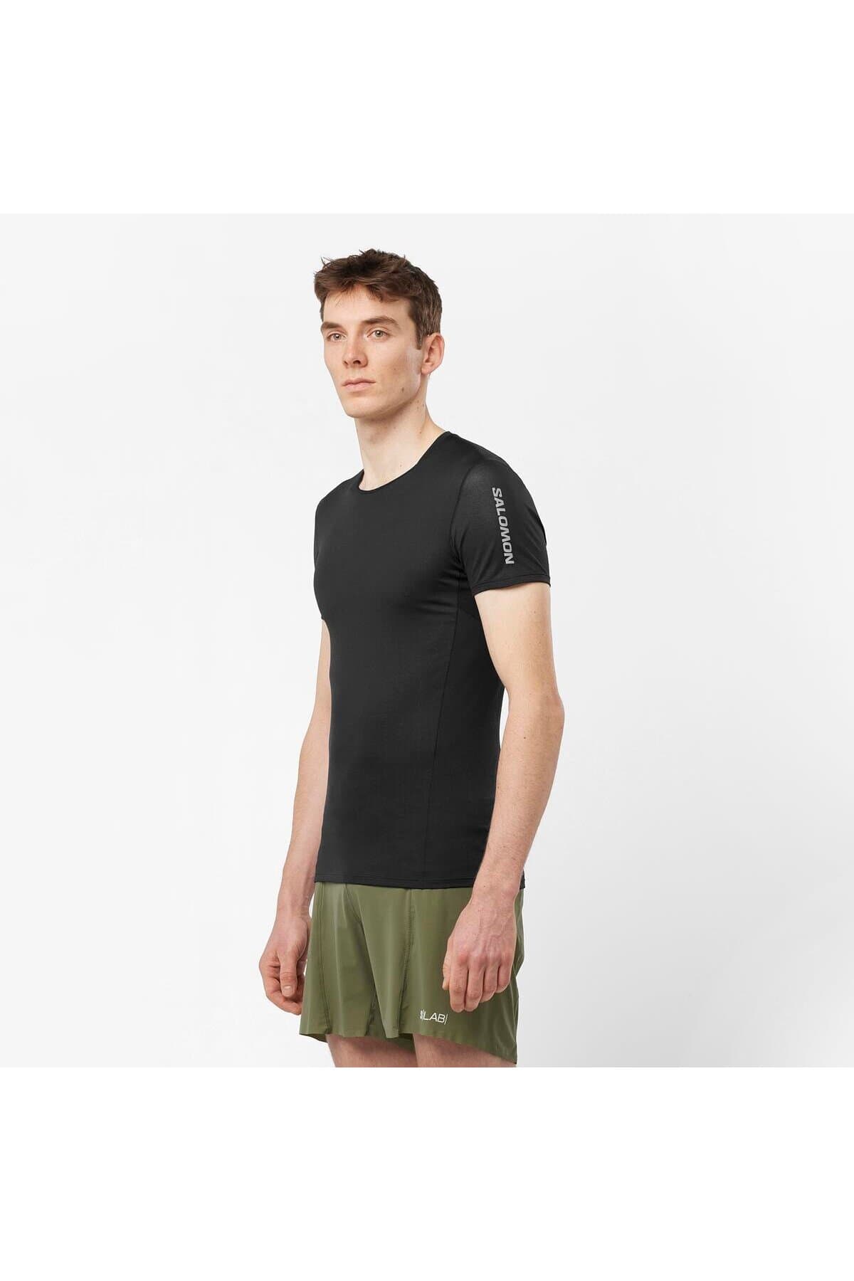 تی شرت ورزشی سالومون مردانه پلی استر مشکی راسته Slim/اسلیم فیت اسپرت | Salomon LC2127000 TN