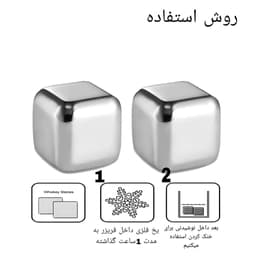 یخ فلزی مکعبی استیل مجموعه 4 عددی با انبر کد k310011 — تصویر ۳