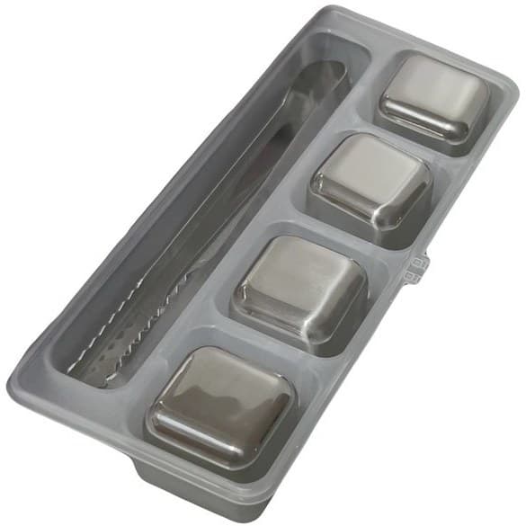 یخ فلزی مکعبی استیل مجموعه 4 عددی با انبر کد k310011 — تصویر ۵
