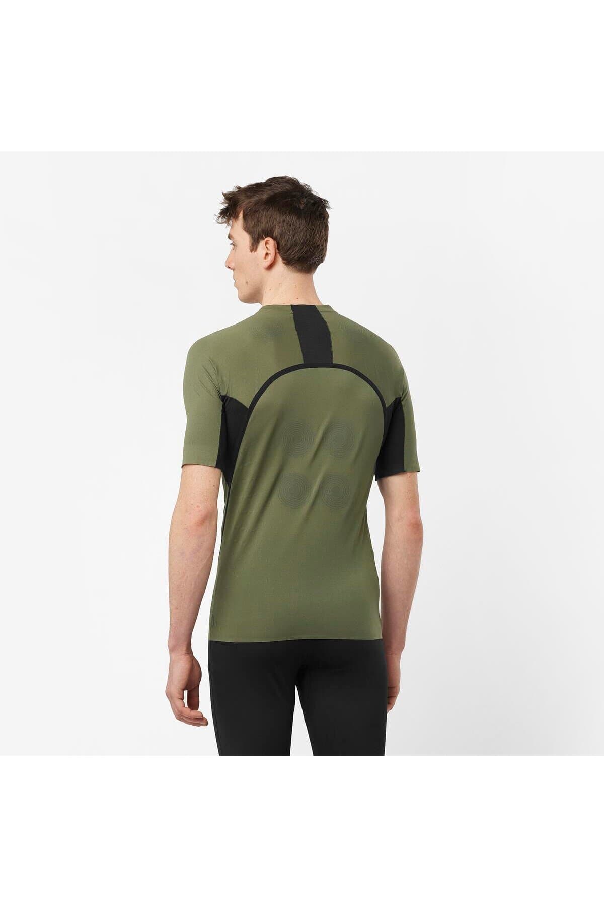 تی شرت ورزشی سالومون مردانه پلی استر سبز راسته Slim/اسلیم فیت اسپرت | Salomon LC2127400 TN — تصویر ۲