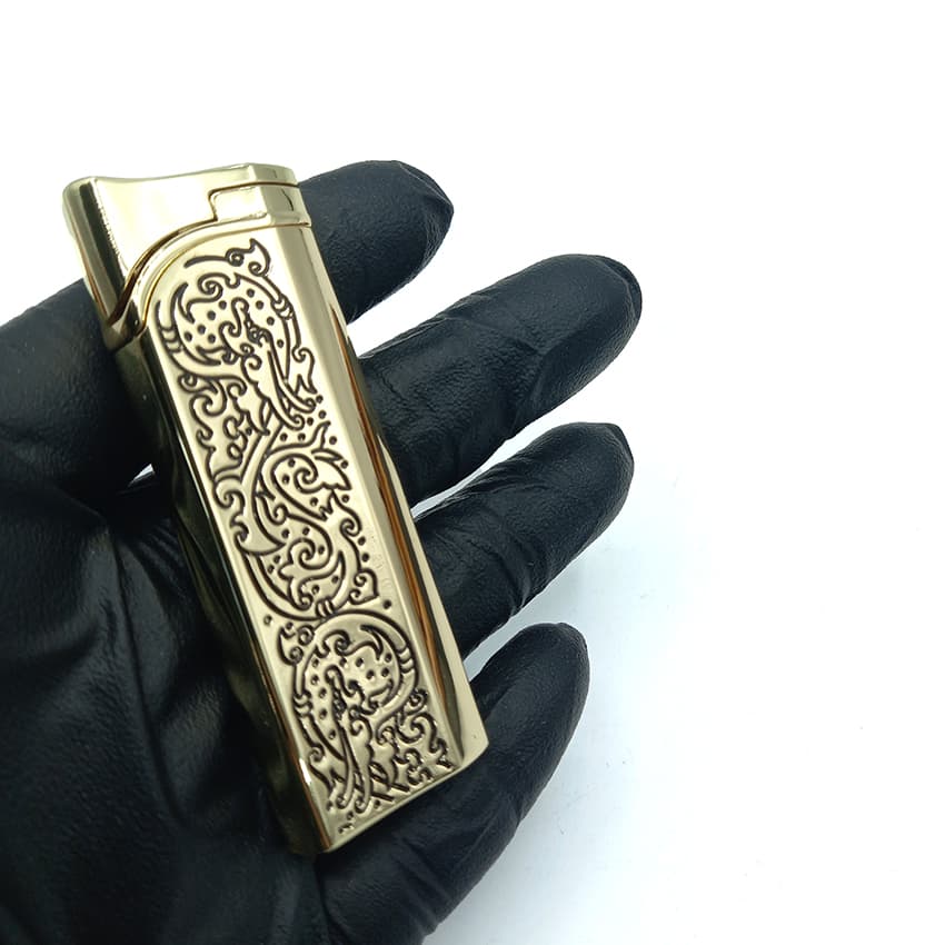 فندک گازی بغل زن هانست طلایی کد L120364 — تصویر ۲