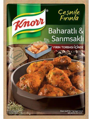 ادویه مرغ گیاهان معطر و سیر و فلفل کنور 34 گرمی Knorr Baharatli ve Sarimsakli Firin Turbasi Icinde