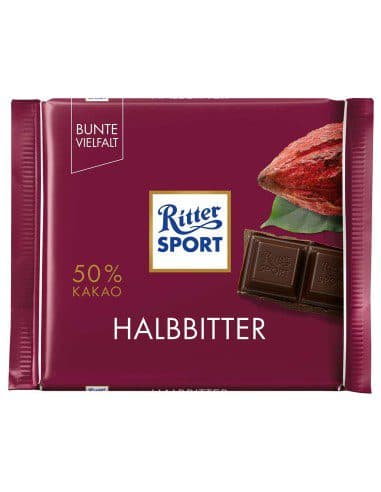 شکلات تلخ ریتر اسپورت 50% کاکائو Ritter Sport Dark Chocolate