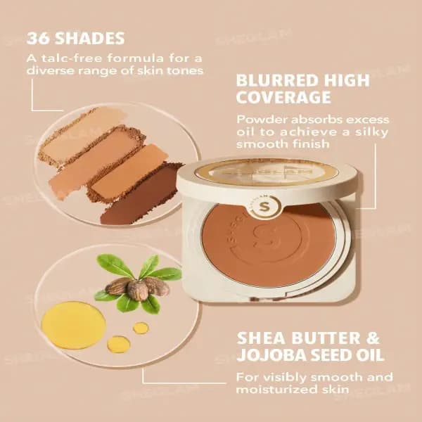 پنکیک شیگلم مدل Skin Focus High Coverage Powder Foundation — تصویر ۳
