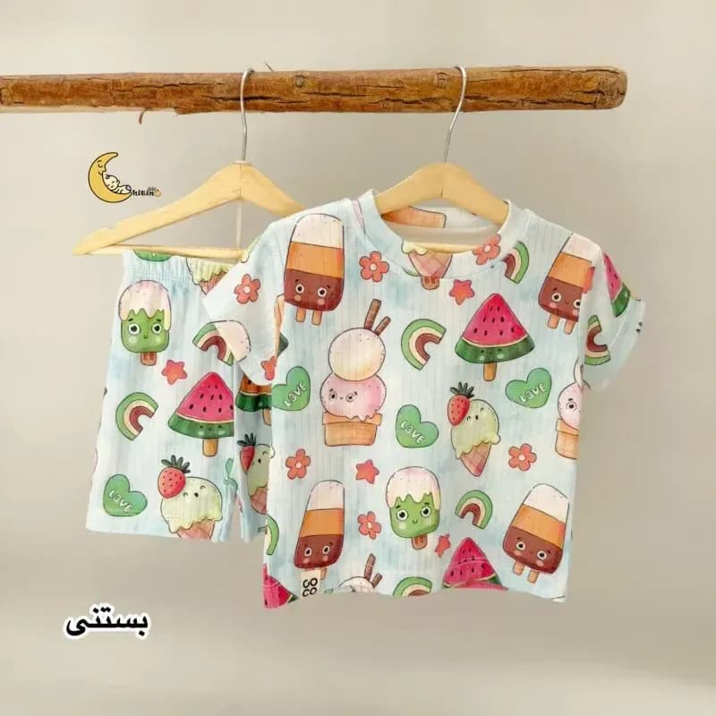 تیشرت شلوارک خونگی بچگانه نخ پنبه کبریتی ست راحتی 1 تا 7 سال 6 سایز 5 طرح — تصویر ۱۲