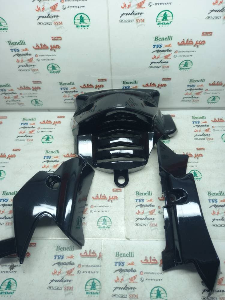 قاب (کاور فلاپ) اسپایلر (زیر انجین) موتور اپاچی 150 160 180 قدیم مشکی (3 تکه کامل)