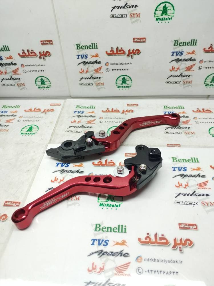 دسته (کتی) کلاچ و ترمز حرفه ای اسپرت رنتال cnc موتور هوندا کلیک و طرح کلیک قرمز — تصویر ۲