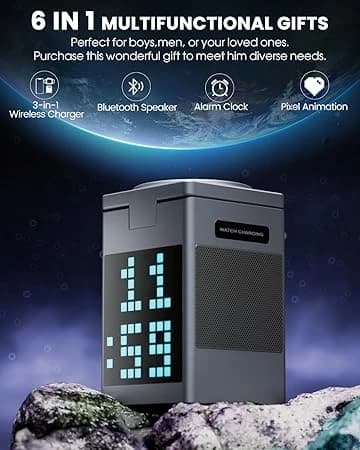 شارژر بی‌سیم چند کاره با صفحه نمایش پیکسل RGB-ارسال به سراسر ایران — تصویر ۳