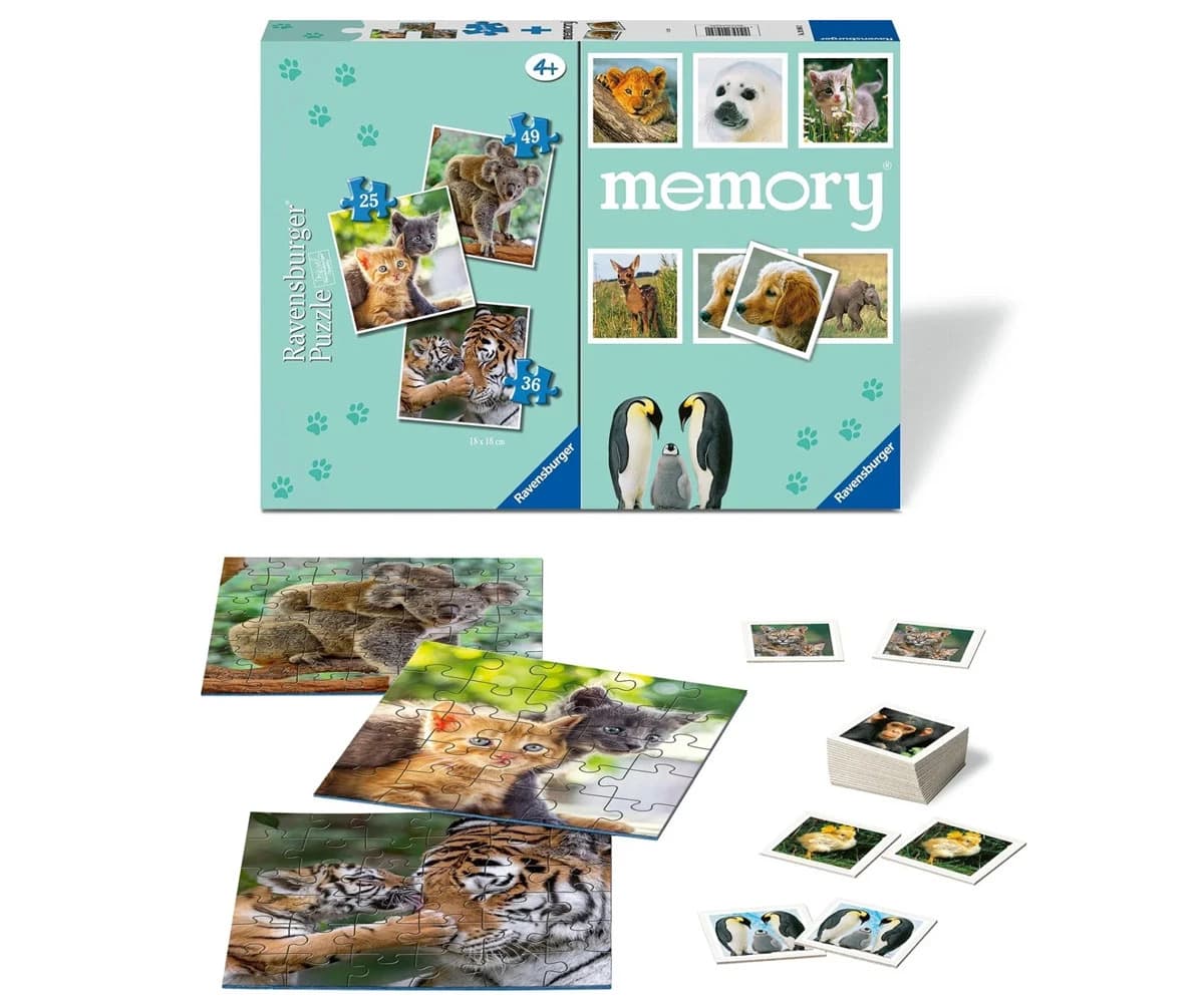 بازی دسته جمعی رونزبرگر طرح Memory N Puzzle Animals كد 20984 — تصویر ۲