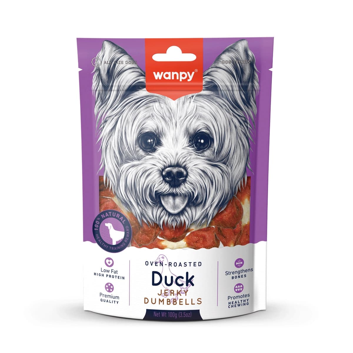 تشویقی سگ ونپی اردک Wanpy Jerky Dumbbels وزن 100 گرم