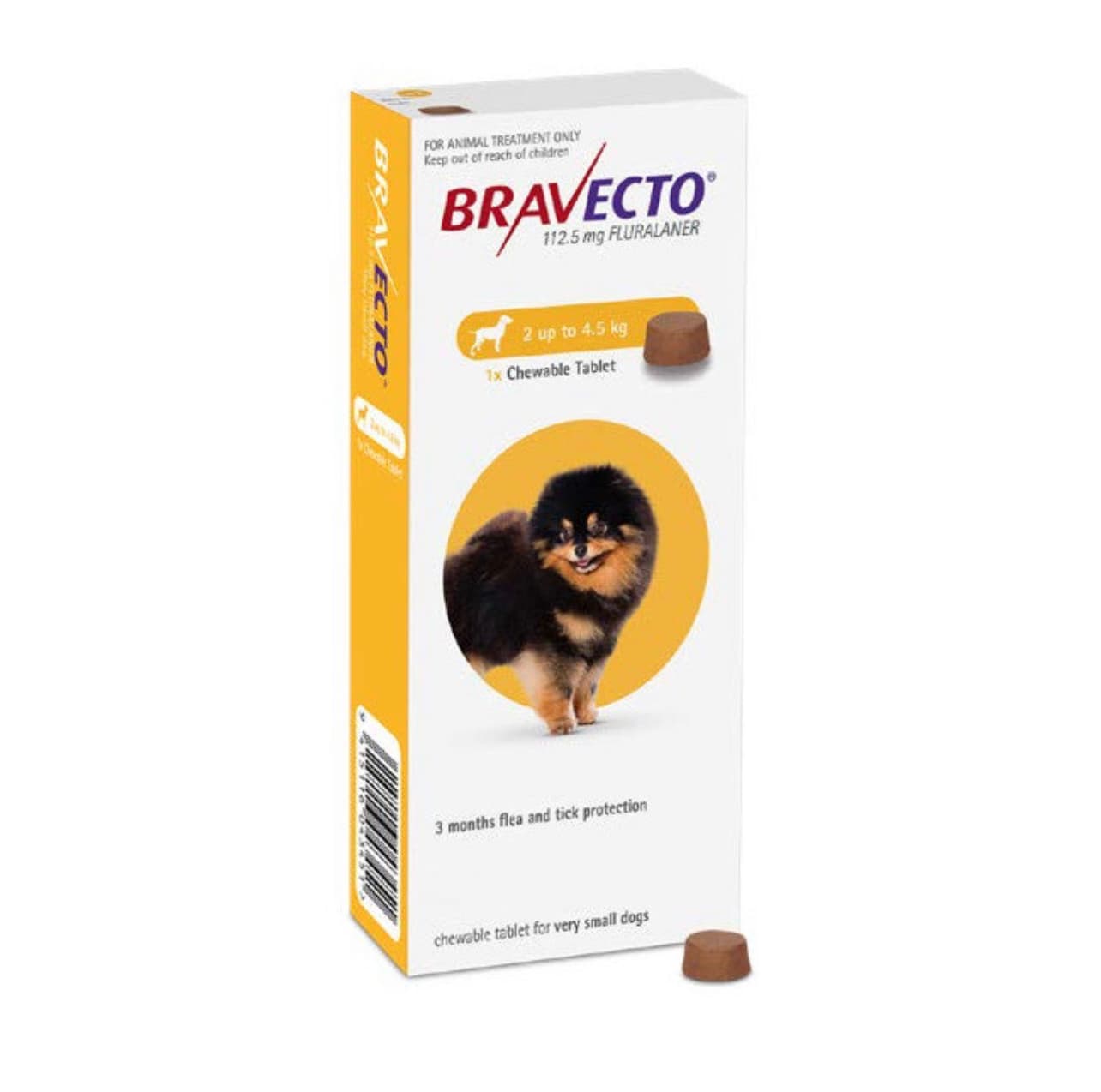 قرص ضد کک و کنه سگ براوکتو Bravecto مناسب وزن 2 تا 4.5 کیلوگرم