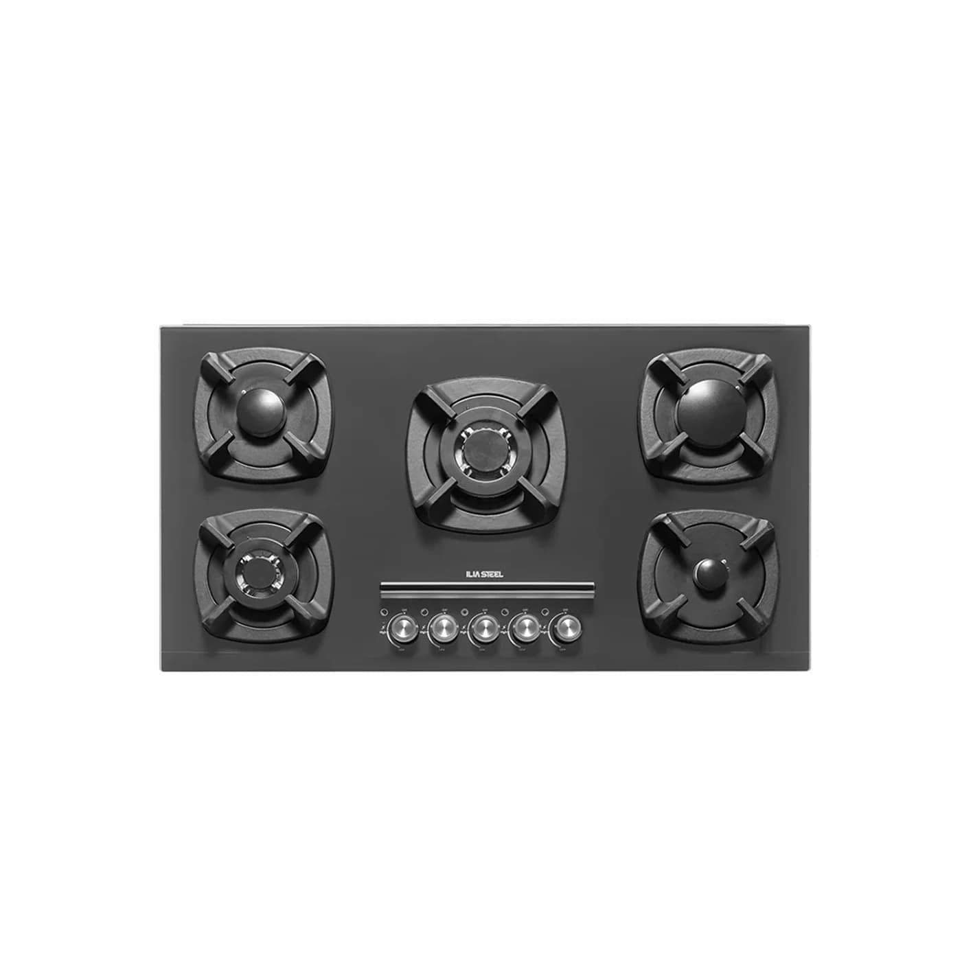 اجاق گاز رومیزی ایلیا استیل مدل G534 (شیشه‌ای ۵ شعله) 51×92