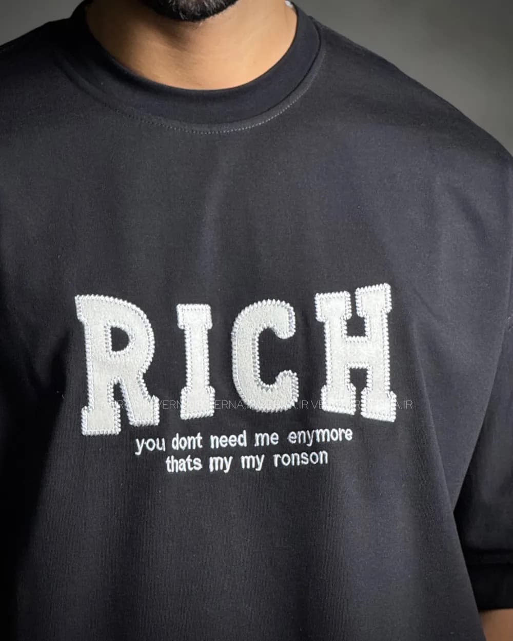 تیشرت مردانه باکسی گلدوزی RICH — تصویر ۳