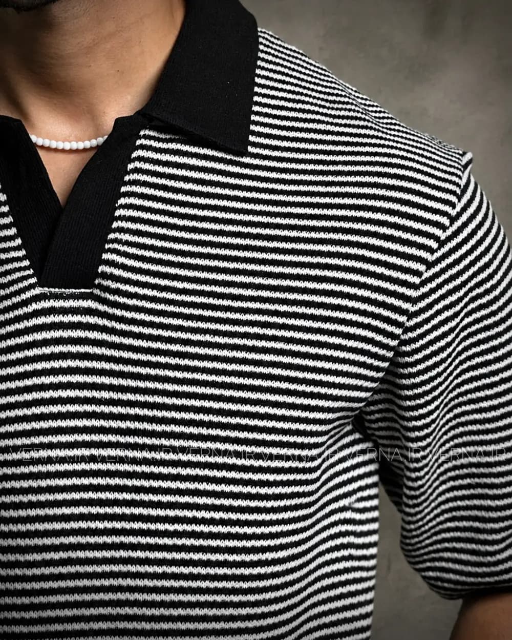 فیت شرت مردانه یقه دار راه راه ZARA — تصویر ۴