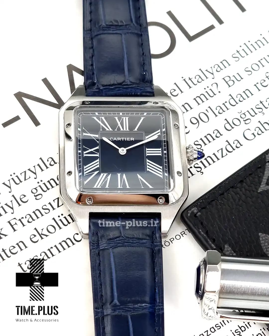 ساعت مردانه کارتیه Santos Dumont navy blue strap — تصویر ۲