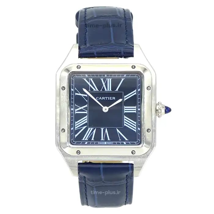 ساعت مردانه کارتیه Santos Dumont navy blue strap