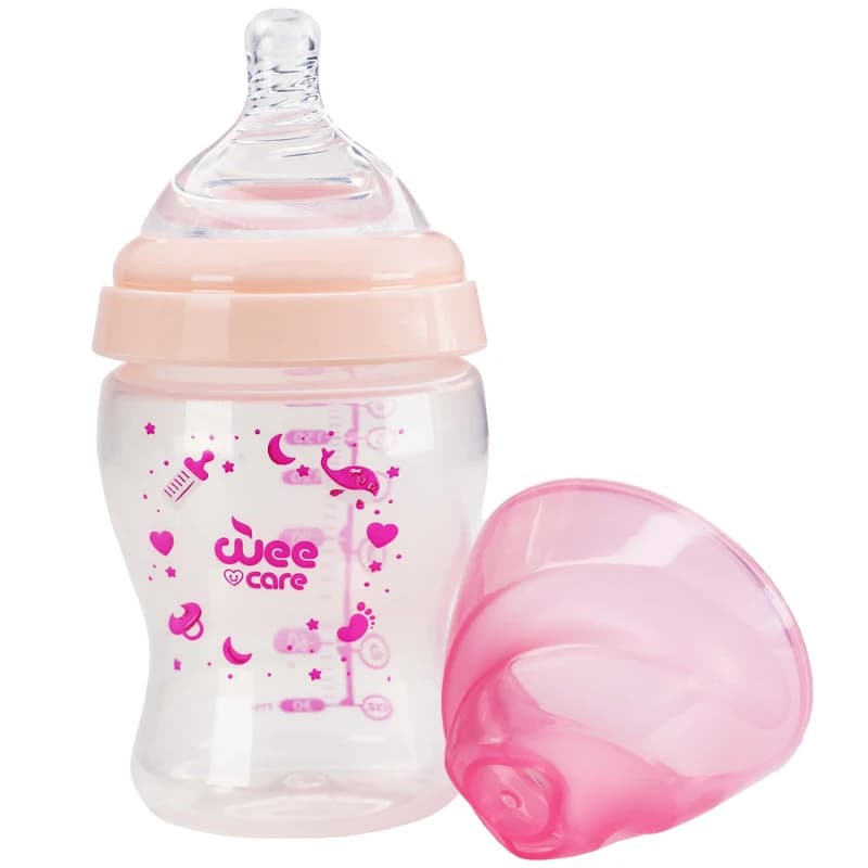 شیشه شیر وی کر مدل پروپیلن دهانه عریض سایز 1 مناسب کودکان تا 6 ماه، مام سنس (Mom Sense) کد B323 حجم 180 میلی لیتر — تصویر ۲